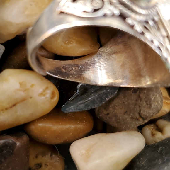 Sterling Turquoise Coral Ring - Picture 4 of 4